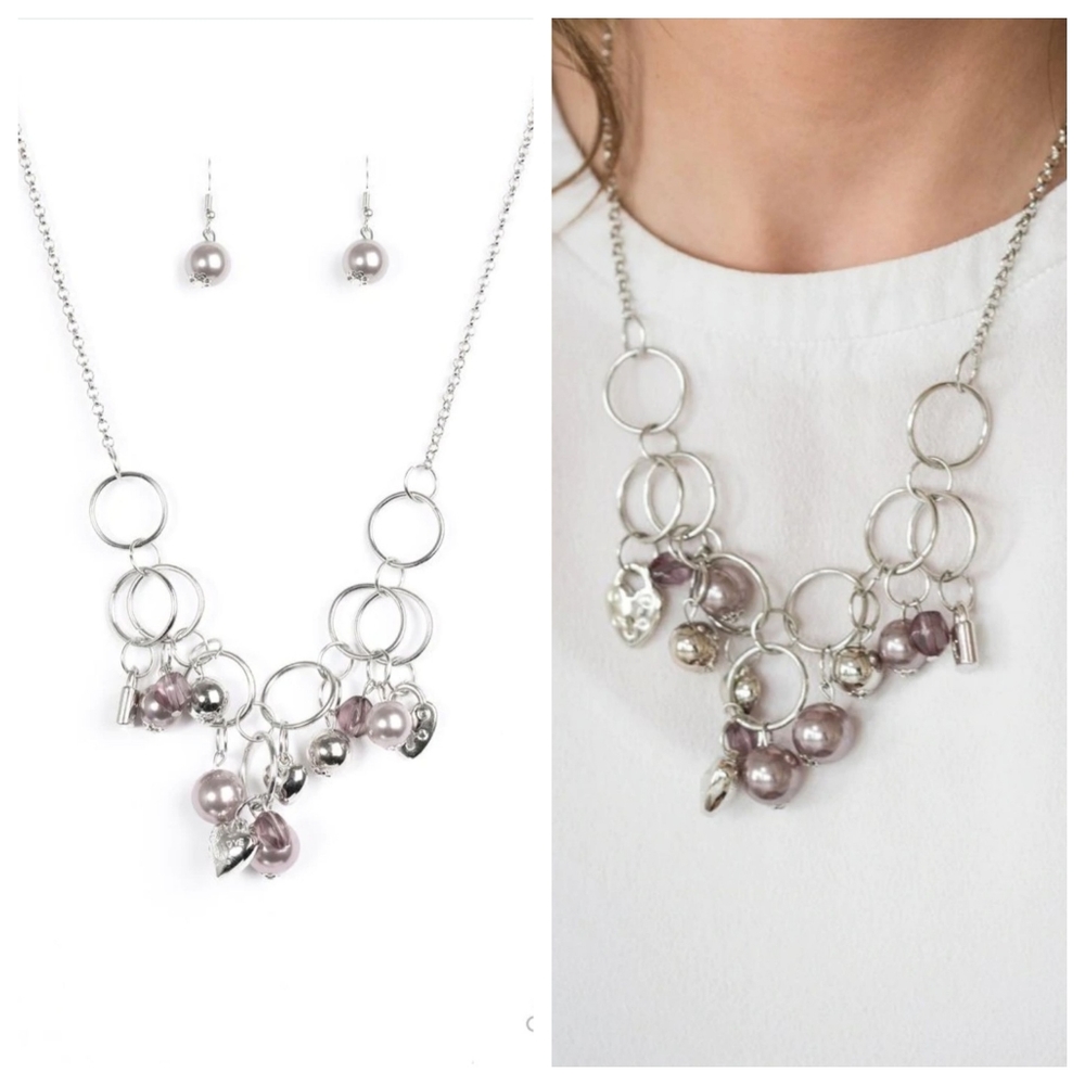 IN A BIND SILVER NECKLACE/EARRING SET